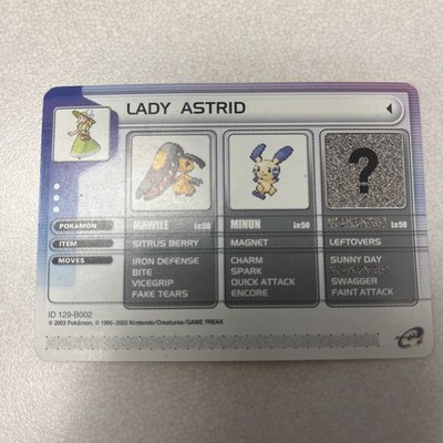 LADY ASTRID Pokemon Ruby & Sapphire Battle-e card #129-B002 2003