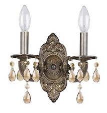 Crystorama 5022-VB-GT-MWP Sutton 2-Light Hand Cut Crystal Sconce