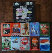 LOT of 12 DECKs of PLAYING CARDs - ALL NEW / SEALED - COCA COLA / PEPSI / 7 UP