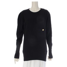 CHANEL Scottish cashmere Vintage bag buttons, Scotch knit Tunic tops black