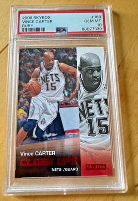 2008-09 SkyBox #188 Vince Carter RUBY PARALLEL PSA 10 POP=1 !! Nets Close Ups