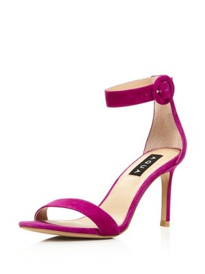 AQUA Womens Purple Padded Seven Square Toe Stiletto Buckle Leather Sandals 9 M