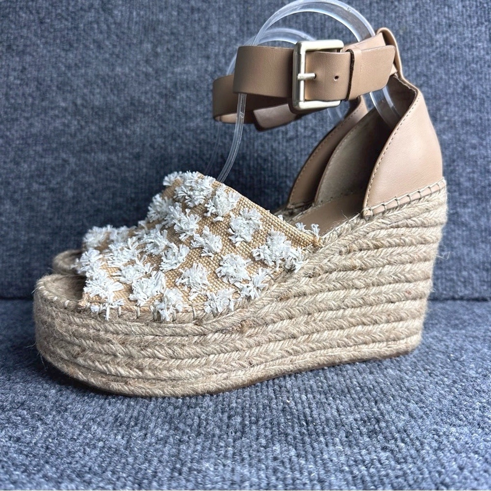 APL Sandali espadrillas Marc Fisher ADALYN pelle rafia plateau zeppa tg 9 spiaggia