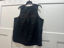 Women's Sleeveless Blouse Top Black Attention Size XL