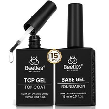 Beetles No Wipe Gel Top Coat and Base Coat Set for Gel Nail Polish - 2Pcs 15ml S