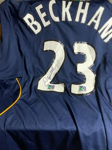 DAVID BECKHAM SIGNED LARGE ADIDAS L.A. GALAXY HERBALIFE MLS SOCCER  JERSEY EX