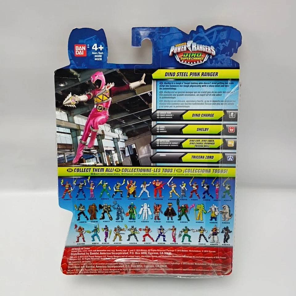 Figura de acción Dino Super Charge Dino Steel Pink Power Ranger firmada Foto 2 de 3