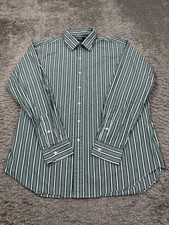 Polo Ralph Lauren Shirt Men XL Curham Sport Green Striped Classic Button Up Vtg