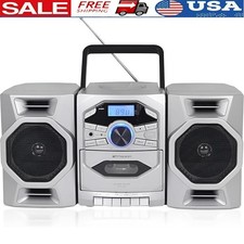 Portable CD Player Boombox w/Cassette Player Tape Recorder AM/FM Radio Speakers