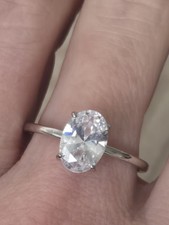 2 Carat Oval Moissanite Sterling Silver Ring. Size R. Brand New. UK Seller.