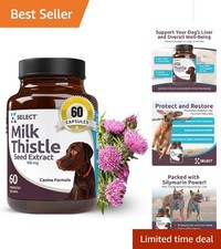 Natural Milk Thistle Supplement for Dogs - 100mg, 60 Capsules for Liver Health