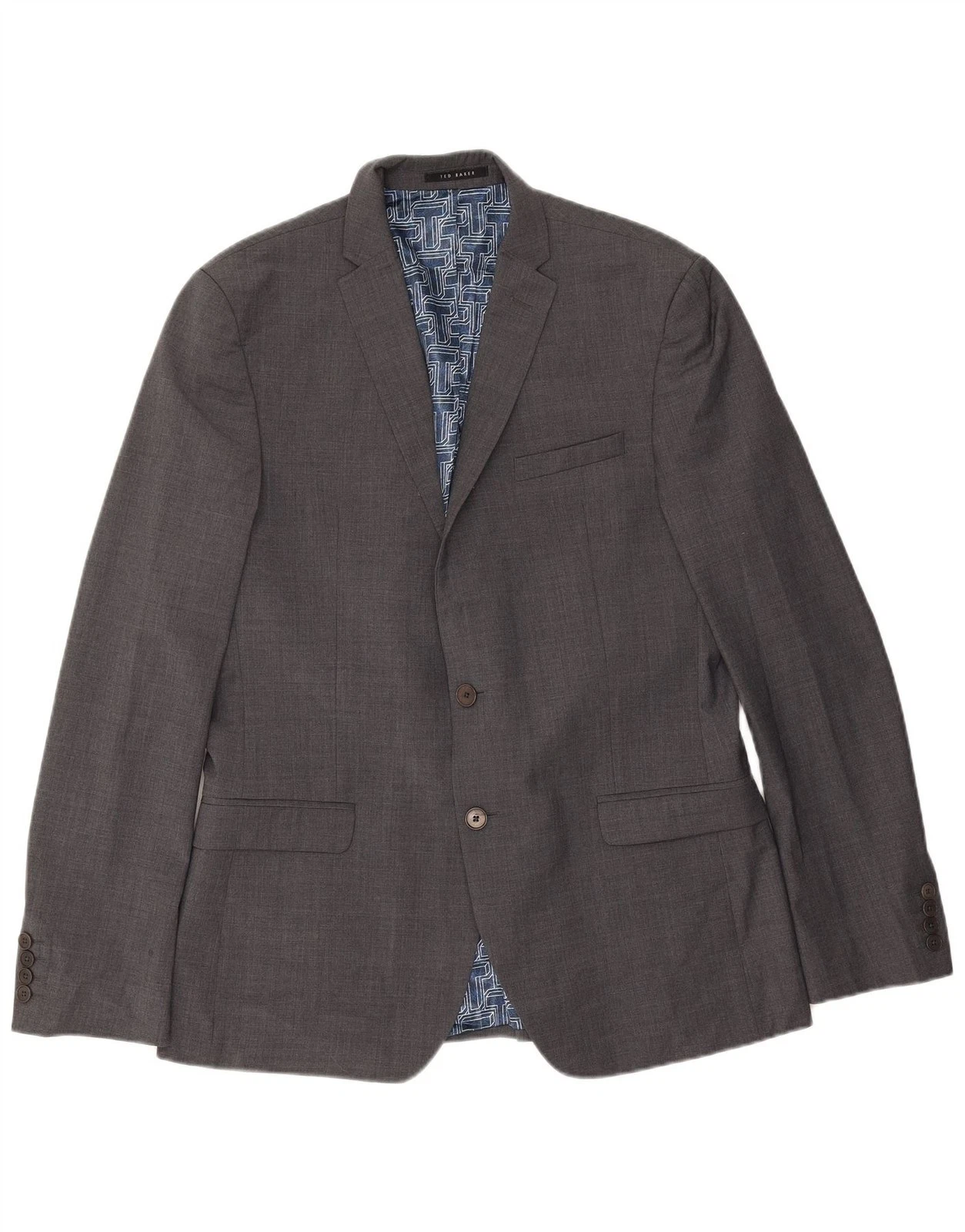 Ted Baker Mens 2 Button Slim Fit Blazer Jacket UK 42 XL Grey Wool CE04