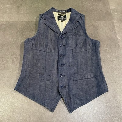 Nigel Cabourn Denim Blue Button Vest Lined Size 46 Men's Casual England