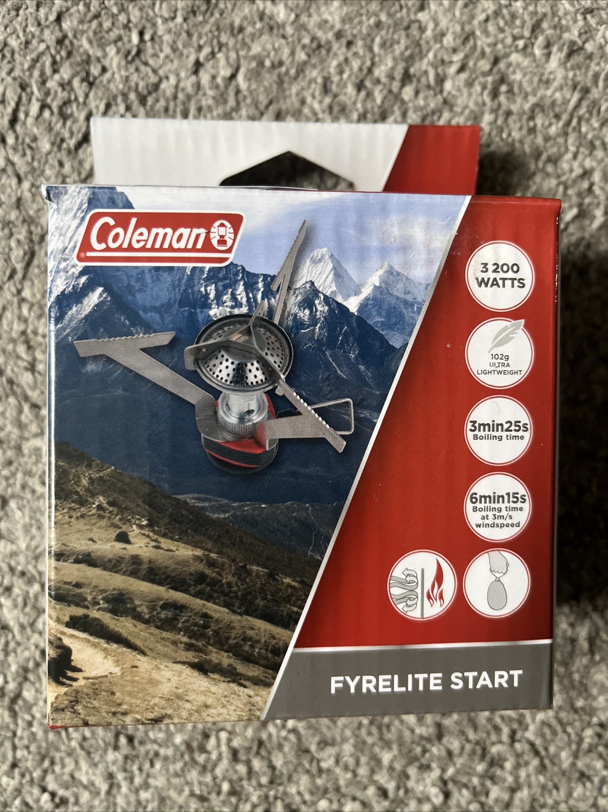 (G) Coleman Fyrelite Start Stove, 3,200W, Backpacking, Camping, New