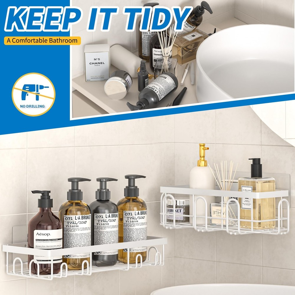 9-Pack Adhesive Shower Caddy Organizer for Bathroom & Kitchen Storage