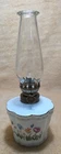 Vintage Milk Glass Floral Butterflies Lamp Boudoir Kerosene Lamp w/ Chimney
