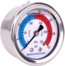 MEASUREMAN 2" Dial Size 0-35psi/250kpa(1/4" NPT Center Back Mount)