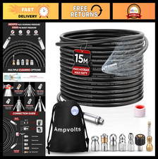 50FT High-Pressure Sewer Jetter Kit, 5800 PSI Drain Cleaning Hose, 5 Nozzles & A