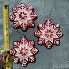 3 Macy  s Holiday Lane Snowflake 4  Glass Ornaments