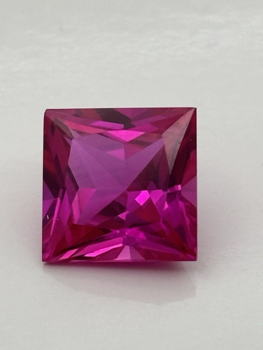 5.91ct Synthetic Ruby Square Cut • Vivid Pink • AGI Certified | eBay