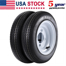 2 Pack Trailer Tires With 8 Rims 4.80-8 4.80x8 480-8 Load Range C 4 Lug 6-p
