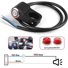 Motorcycle Switch Horn Handlebar Mount Push Button Momentary Start LED Light Red