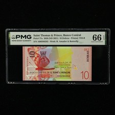 2020 Saint Thomas&Prince Banco Central 10 Dobras Pick#77a PMG 66 EPQ Gem UNC
