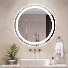 Bathroom Mirror with Lights, 20'' Round Light Up Bathroom Mirror for Wall wit...