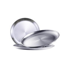 Stainless Steel Plates,3Pcs 8Inch Dinner Dishes Plates Camping Plate,Perfect for