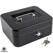 Elegant Medium Cash Box with Key Lock - Secure Storage 7.87"x6.30"x3.54"