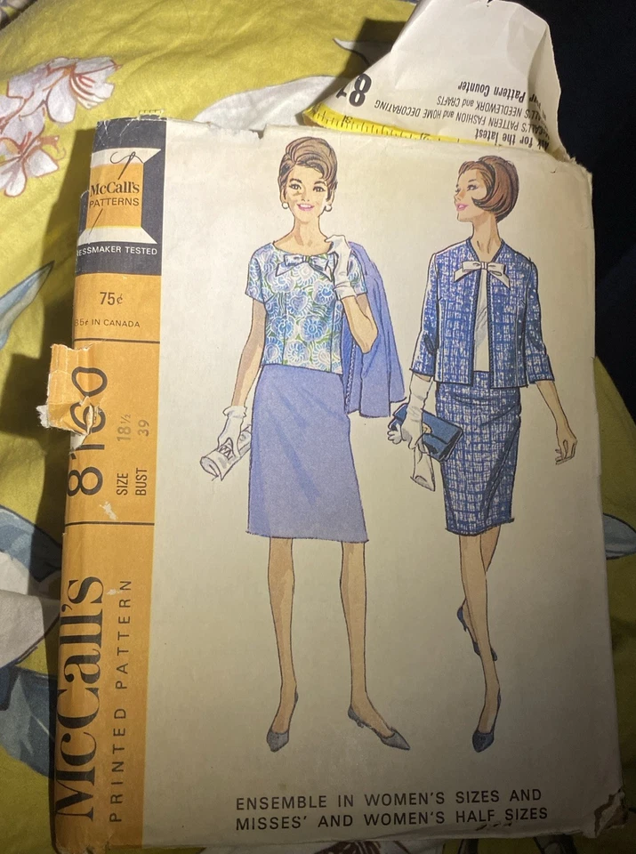 De colección 1966 Costura McCall Modesto Vestido Falda Pantalones Cortos Lote Talla 18 1/2 Busto 39 SIN CORTAR Foto 2 de 4