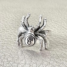 Handcrafted 925 Sterling Silver Spider Black Widow Poisonous Arachnids Ring