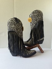Corral Glitter Fringe Boots Women  s6.5 Leather Western C3877 Hand Crafted No Box