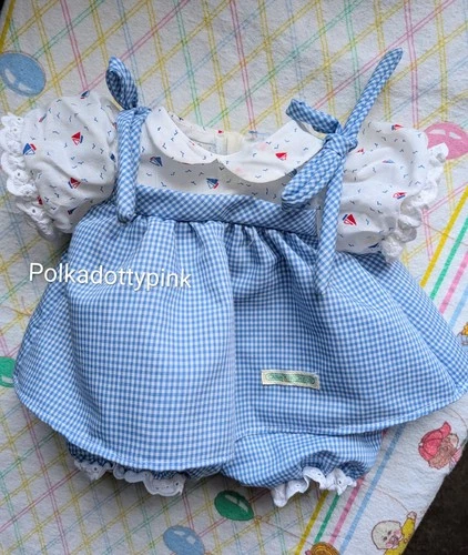 Vintage Cabbage Patch Kids Jesmar Tie Top Dress Set Spain Sailboat Gingham