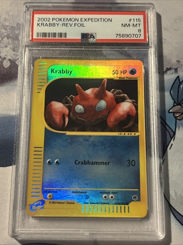 2002 Pokemon Expedition Krabby- Rev. Foil #115 PSA 8