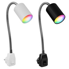 GU10 Steckdosenlampe WAIKA Schwanenhals, Schalter, weiß inkl. Smart Home RGBW
