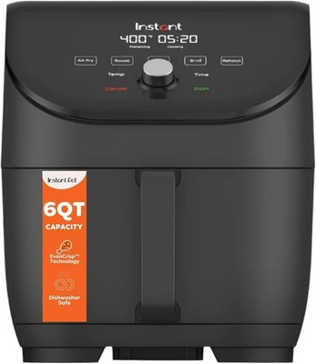 Instant Pot Vortex Slim XL 6QT 5-in-1 Air Fryer Black 1700W Space-Saving Digital