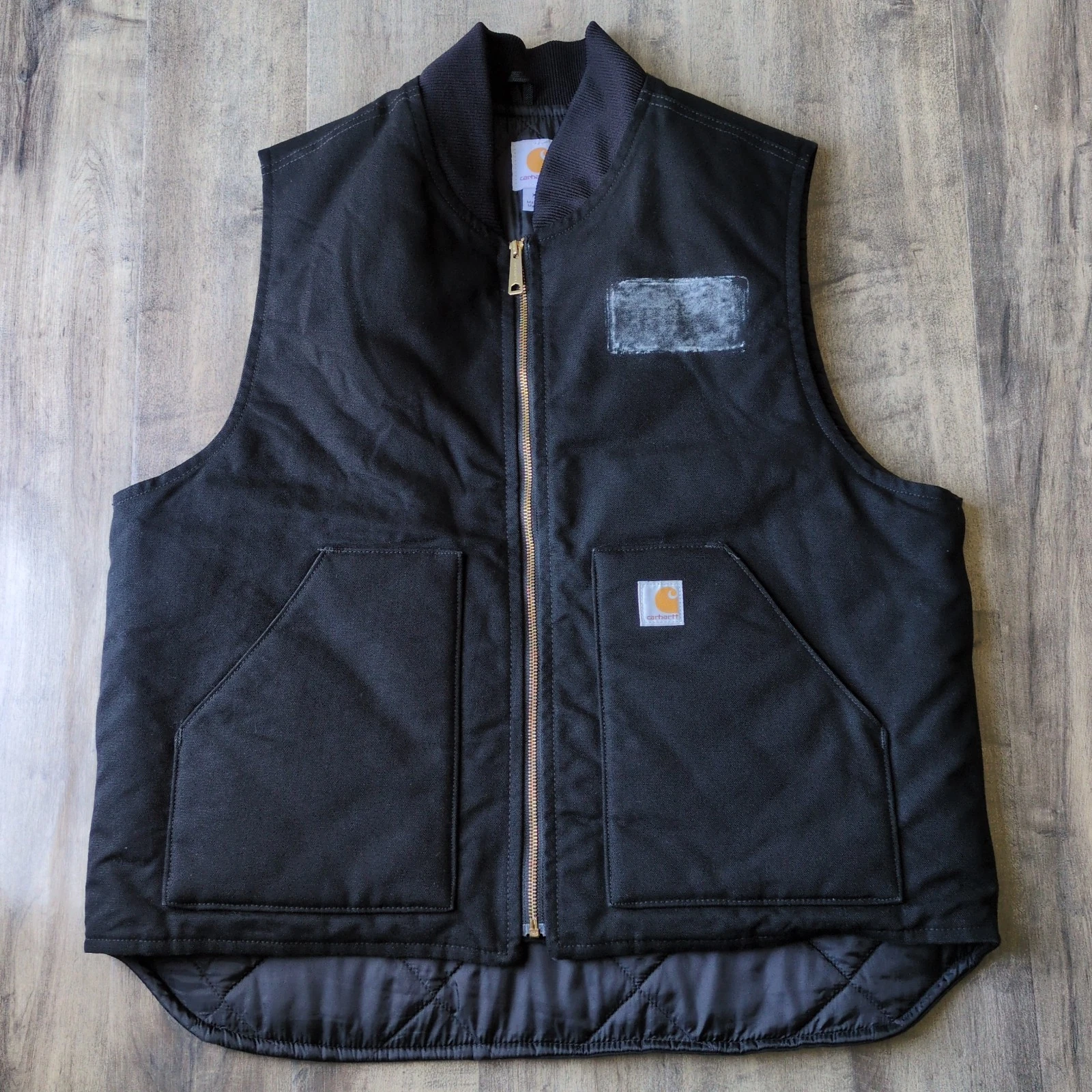 Carhartt Men’s XL Black Duck Quilted Work Vest Full Zip Made in Mexico