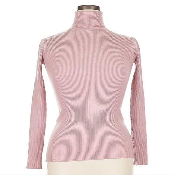 Forever 21 Pink Ribbed Turtleneck Sweater, Plus Size 2X, Plus Size Sweater