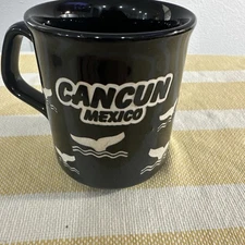 Cancun Mexico Souvenir Coffee Cup Logo And Design Is Etched Into Cup