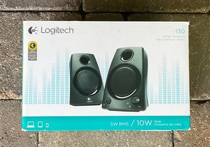 Two Logitech z130 Wired PC Speakers - Black - Part # 980-000417, Model # S-00026