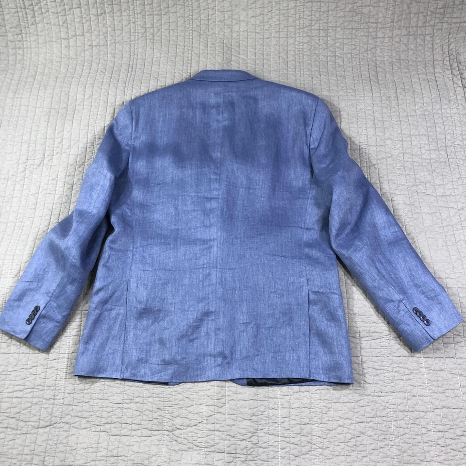 Tommy Hilfiger Blazer мужской 46L синий льняной елочка две кнопки спортивное пальто - Изображение 3 из 4