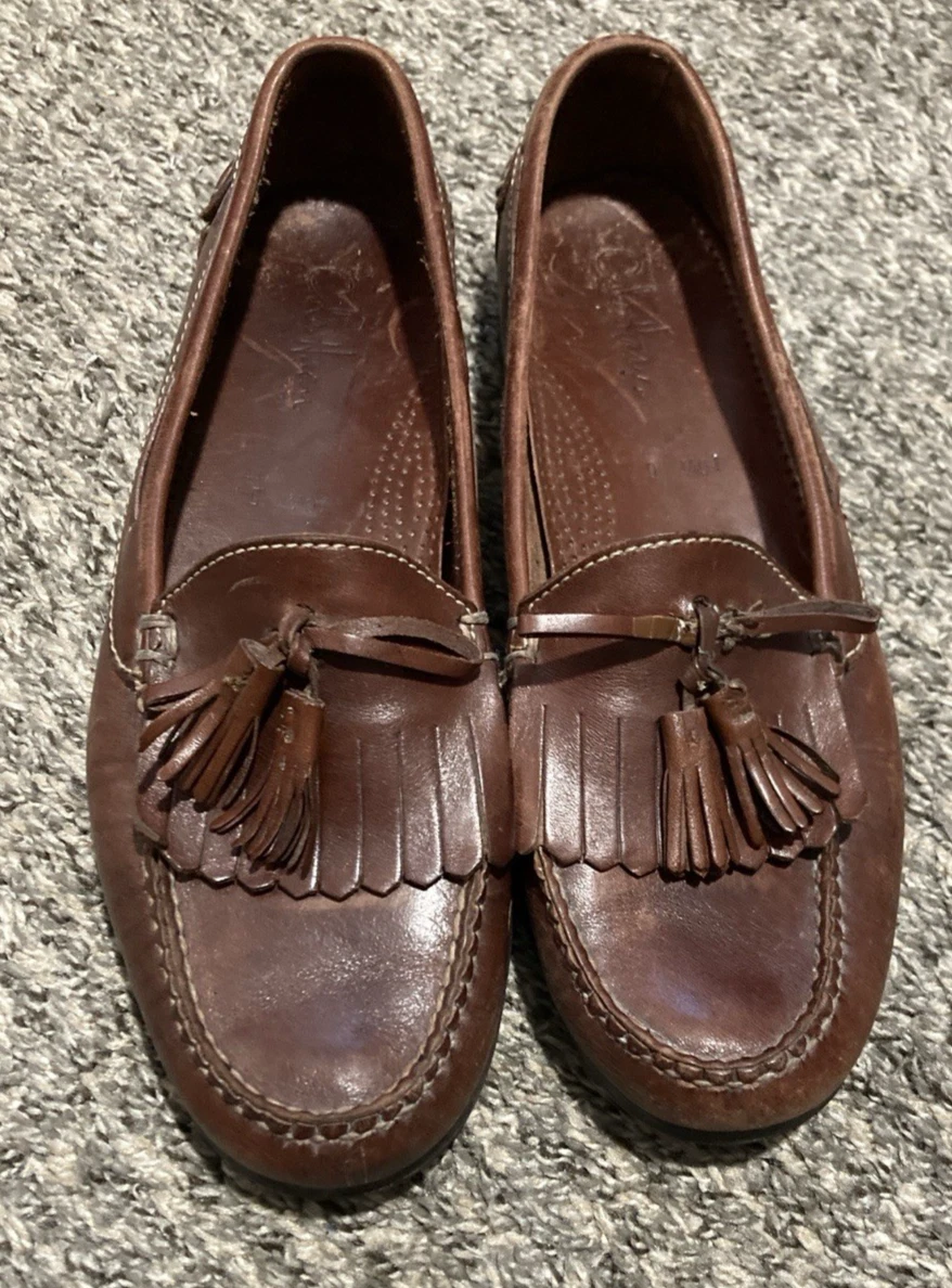 Vintage Mens 10.5D Brown Leather Tassel Loafers Preppy Kiltie Goodyear Sole ralph lauren tassel loafer products for sale | eBay main image 3