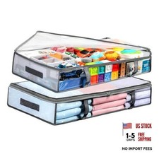 2 Pack Under Bed Storage Bins - Humid-Proof Plastic - 55L Underbed Storage Bins