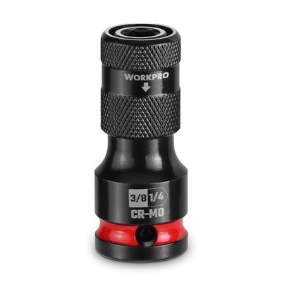 WORKPRO 3/8'' Square to 1/4-in Hex Quick Release Impact Socket Adapter Bit Holder