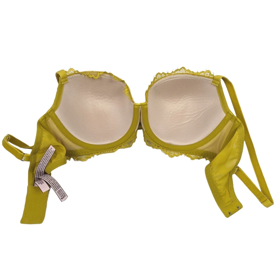 Sujetador Victoria's Secret Dream Angels forrado Demi para mujer talla 34D encaje floral amarillo Foto 4 de 4