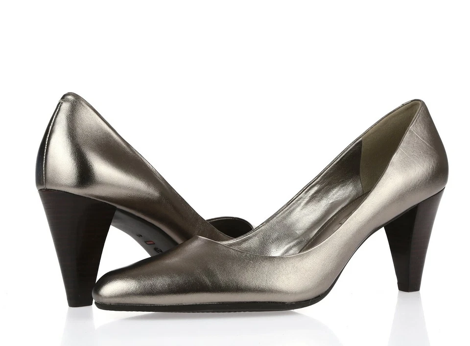 Zapatos de salón ECCO Coventry para mujer de cuero platino pulido sin cordones punta puntiaguda talla 41 Foto 2 de 4