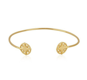 Authentic Compass Gold Plated Cuff Bangle Fashion Adjustable Band Brass Bracelet Jewelry