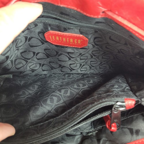 Liz Claiborne Leather Co Rot Leder Doppelgriff Handtasche Schultertasche - Bild 8 von 10