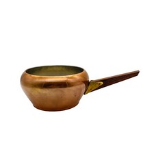 FONDUE Topf Vintage Kupfer 60er Fonduetopf oben D innen oben 14 cm Holzgriff